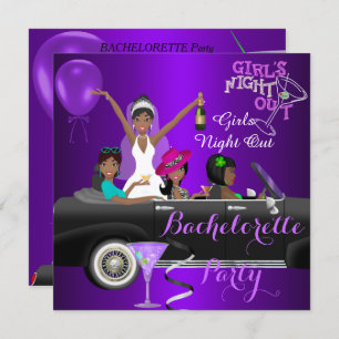 Invitation Bachelorette Party Purple Fun Limo Car Cocktail 3