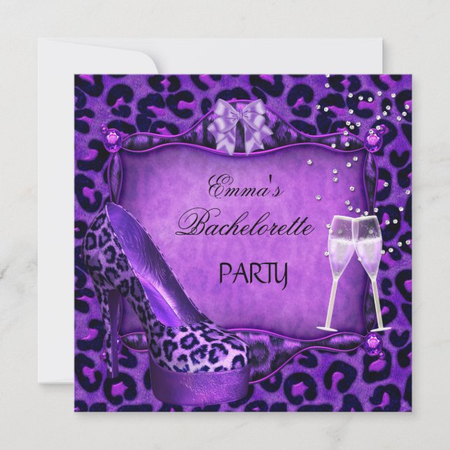 Invitation Bachelorette Party Purple Leopard Black Chaussures (Devant)