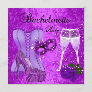 Invitation Bachelorette Party Purple Masque Chaussures Corset