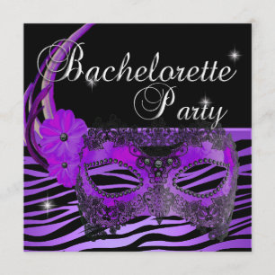 Invitation Bachelorette Party Purple Masque noir