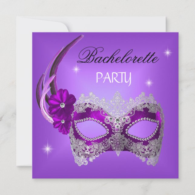 Invitation Bachelorette Party Purple Masque noir (Devant)