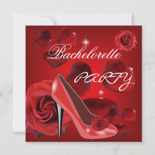 Invitation Bachelorette Party Red Roses Hi Heel Chaussure
