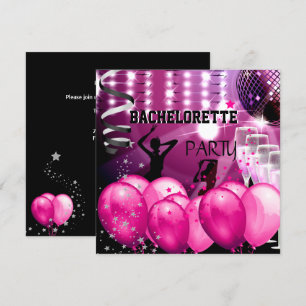 Invitation Bachelorette Party Rose Girl Disco Ball Balloons