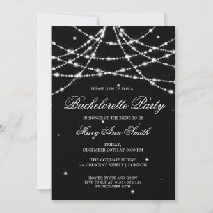 Invitation Bachelorette Party Sparkling String noir