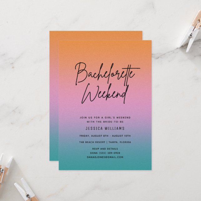 Invitation Bachelorette Party Summer Week-end Getaway (Devant/Arrière en situation)