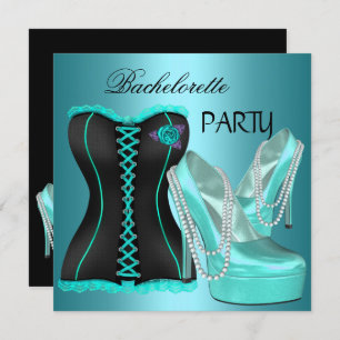 Invitation Bachelorette Party Turquoise Bleu Hi talon Chaussu