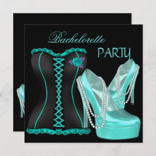 Invitation Bachelorette Party Turquoise Bleu Hi talon Chaussu