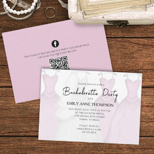 Invitation Bachelorette Party Vintage Wedding Gown QR Code