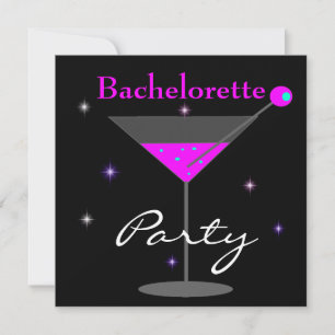 Invitation Bachelorette Party violet rose noir Martini 2