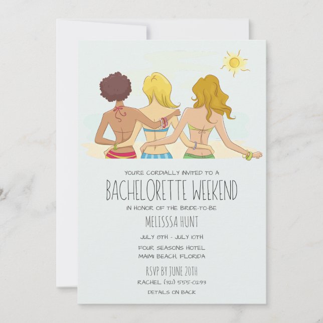 Invitation Bachelorette Party Week-end Beach Getaway (Devant)