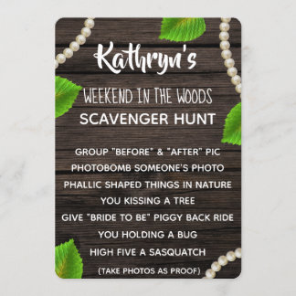 Invitation Bachelorette Party Woodsy Scavenger Chasse