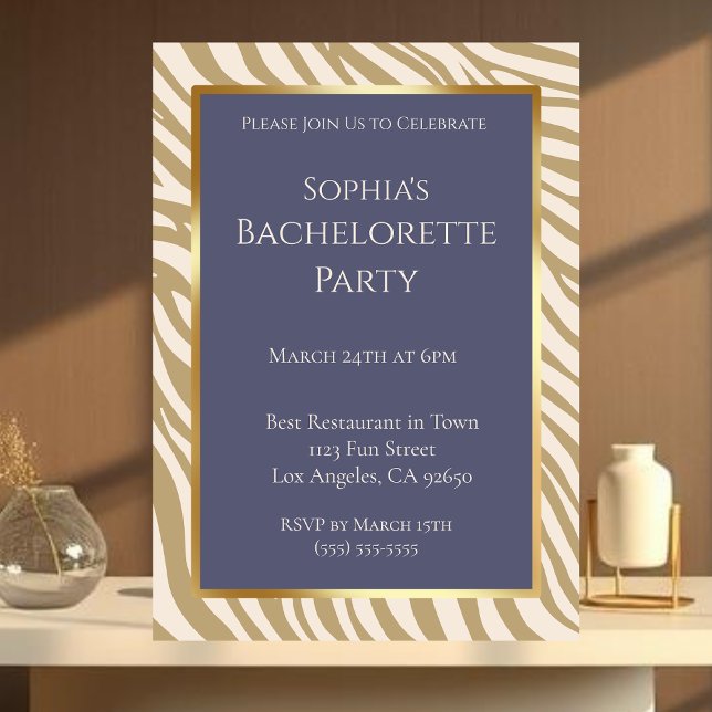Invitation Bachelorette Party-Zebra Print-Beige- (Bachelorette Party-Zebra Print-Beige- Invitation)