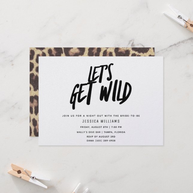 Invitation Bachelorette PartyAttrapons Wild Cheetah (Devant/Arrière en situation)