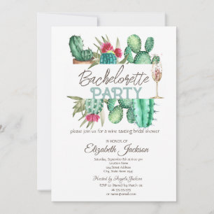 Invitation Bachelorette Pois Cactus aquarelle