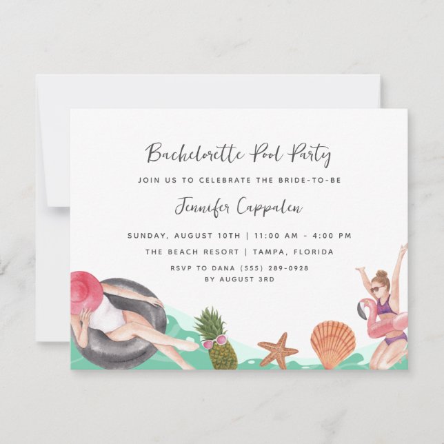 Invitation Bachelorette Pool Party (Devant)