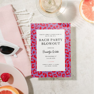 Invitation Bachelorette Poster de animal rouge et violet