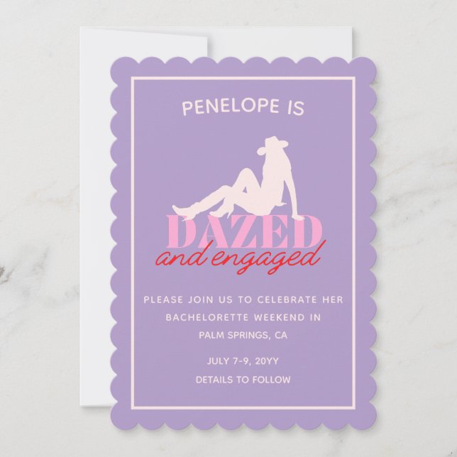 Invitation Bachelorette Purple Dazed & Engagé (Devant)