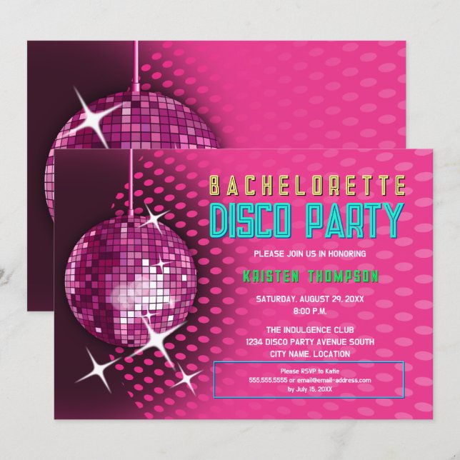 Invitation Bachelorette Retro (Devant / Derrière)