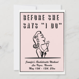 Invitation Bachelorette Rétro Pink Bridesmaid Hen Party