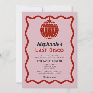 Invitation Bachelorette rétro Wave Pink et Red Dernier Disco