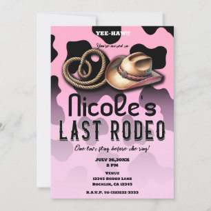 Invitation Bachelorette Rodéo Rosée et Black Cowgirl Dernière
