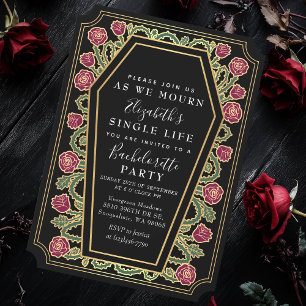 Invitation Bachelorette Rose de café gothique
