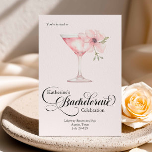 Invitation Bachelorette Rose Floral Cocktail Spa Voyage