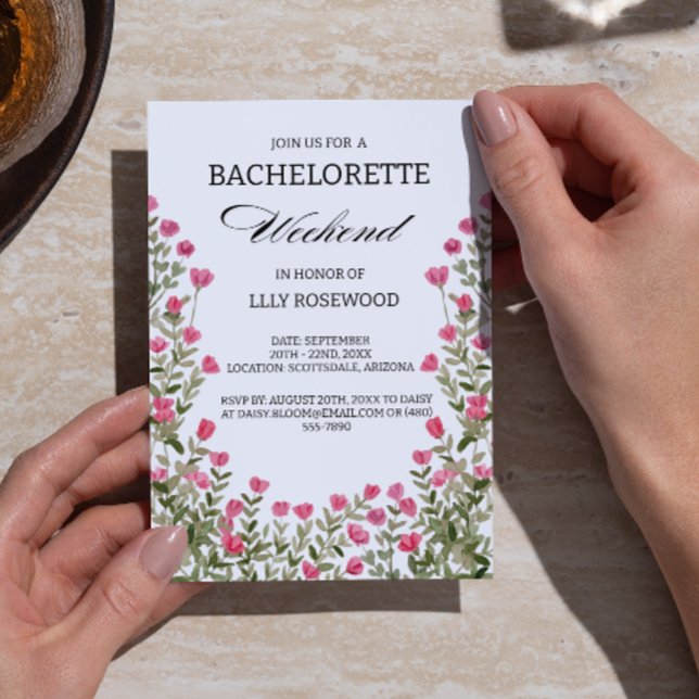 Invitation Bachelorette Rose Floral et Itinéraire (Créateur téléchargé)