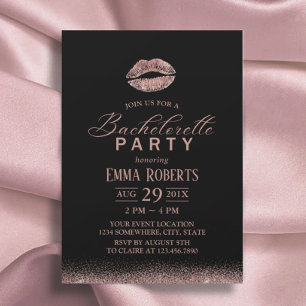 Invitation Bachelorette Rose Gold Lips Parties scintillant mo