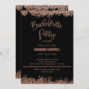 Invitation Bachelorette Rose Gold Parties scintillant avec bo