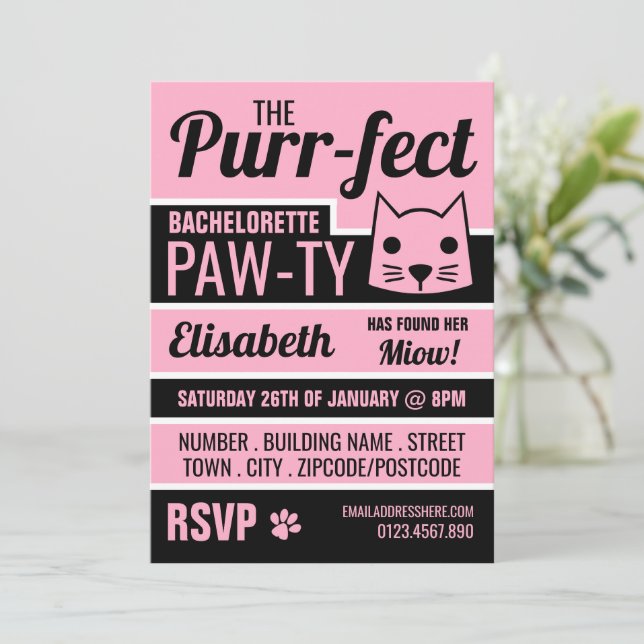 Invitation Bachelorette Rose Kitten (Debout devant)