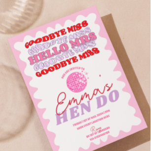 Invitation Bachelorette rose rouge ondulé