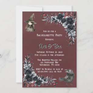 Invitation Bachelorette rouge sang gothique noir floral