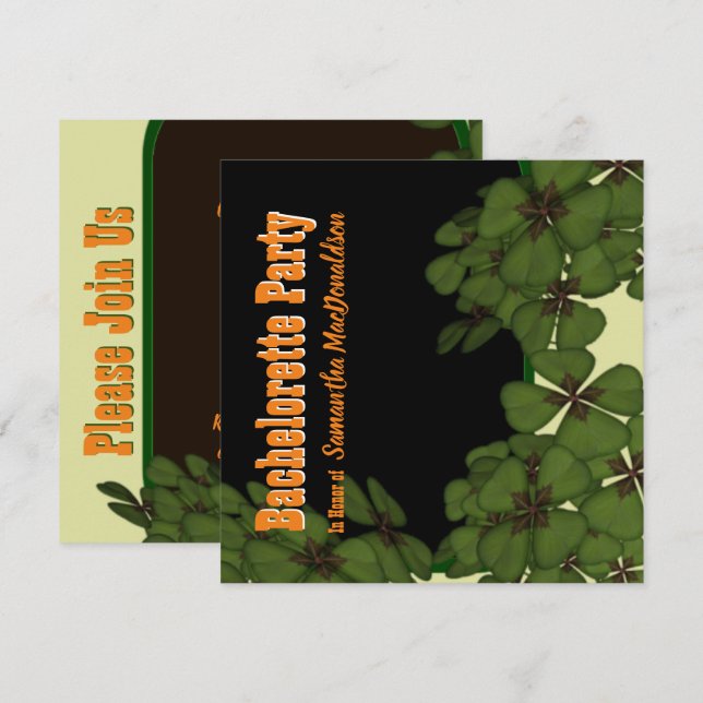 Invitation Bachelorette shamrock irlandaise (Devant / Derrière)