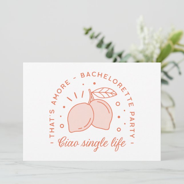 Invitation Bachelorette soirée italienne thème d'été drôle (Debout devant)