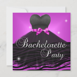 Invitation Bachelorette soirée rose noir zèbre