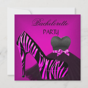 Invitation Bachelorette soirée Zebra rose robe noire