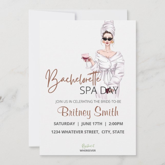 Invitation Bachelorette Spa Party personnalisé (Devant)