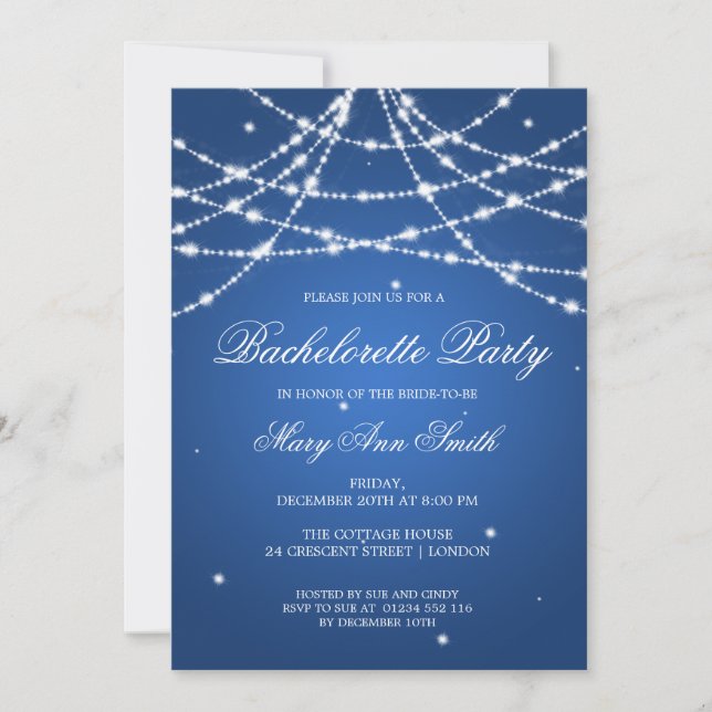Invitation Bachelorette Sparkstring Bleu (Devant)