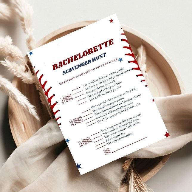 Invitation Bachelorette Sport de baseball Scavenger (Créateur téléchargé)