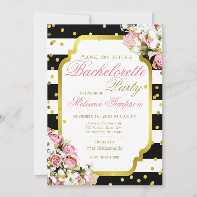 Invitation Bachelorette | Stripes et Confetti (Devant)