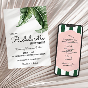 Invitation Bachelorette Tropical Banana Leaf/Stripes
