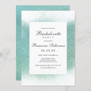 Invitation Bachelorette Turquoise  en Parties scintillant bla