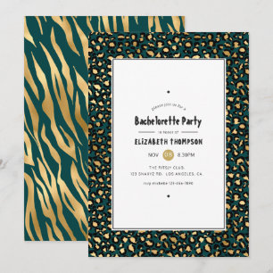 Invitation Bachelorette turquoise et Poster de animal d'or