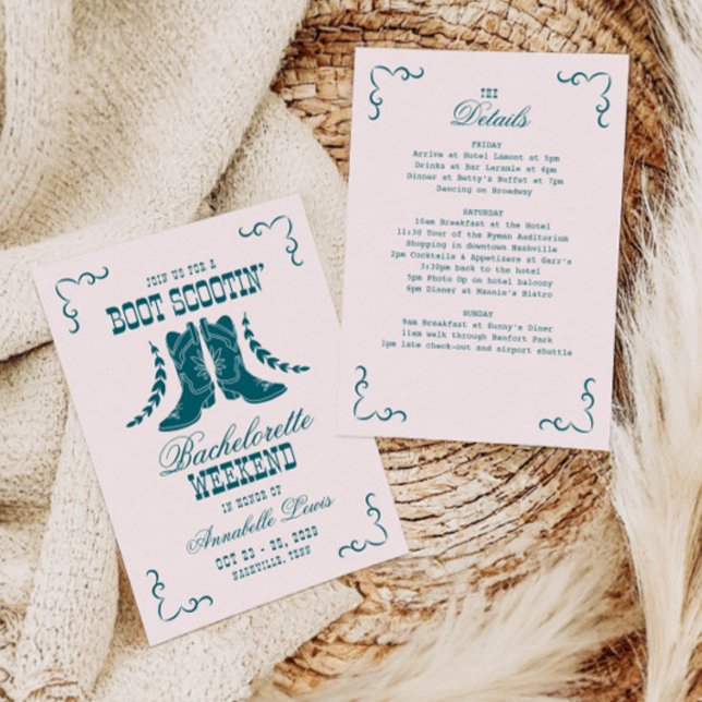 Invitation Bachelorette Turquoise rose (Créateur téléchargé)