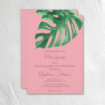 Bachelorette vert et rose Tropical Monstera