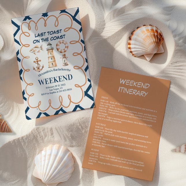 Invitation Bachelorette vintage Charme Côtier (Créateur téléchargé)