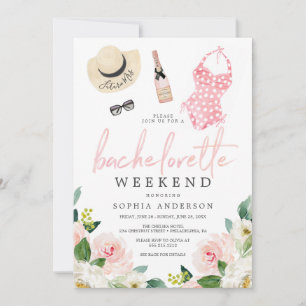 Invitation Bachelorette Week-end Itinéraire Airy Blush Floral