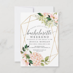 Invitation Bachelorette Week-end Itinéraire Blush Hydrangea