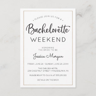 Invitation Bachelorette Week-end Itinéraire Gold Frame